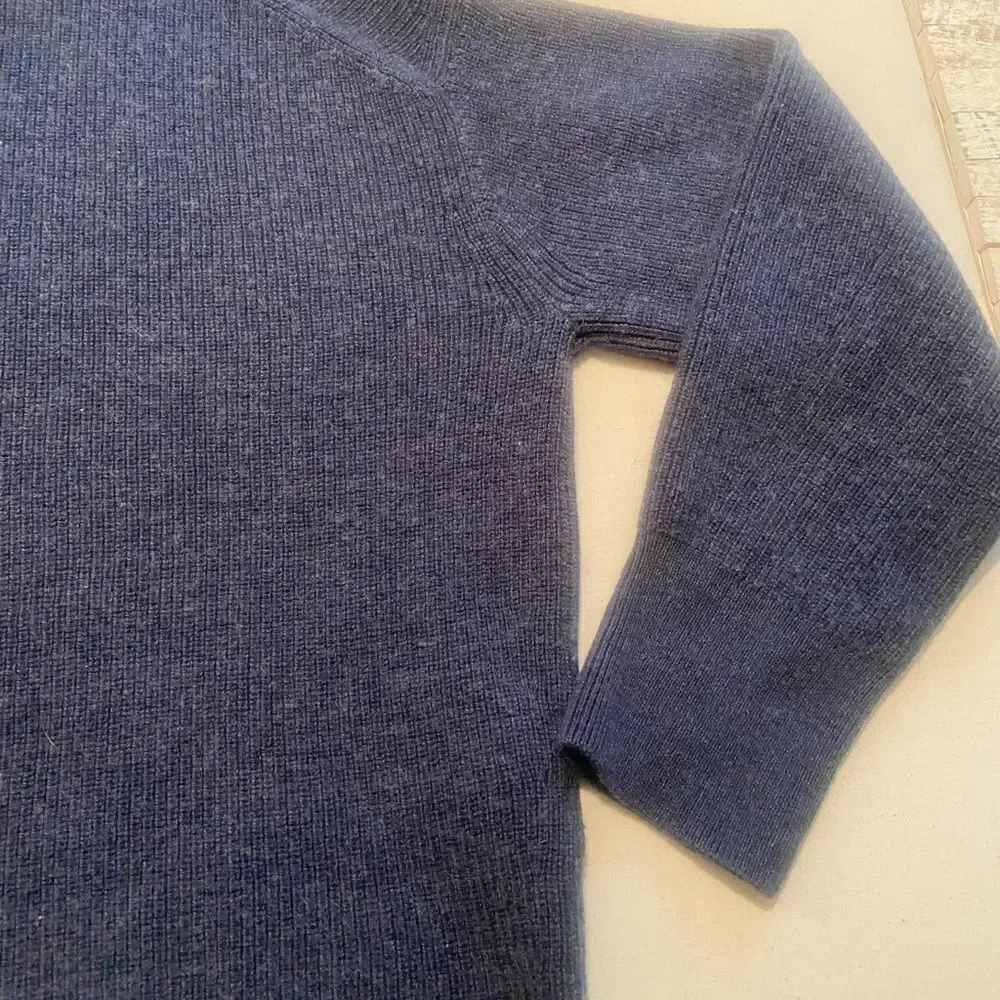 Lululemon Women's Blue Merino Wool-Blend Ribbed Mock Turtleneck Sweater Size 6